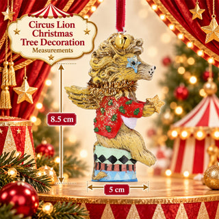 Gold Glitter Circus Lion Christmas Tree Decoration, Gisela Graham 8.5cm