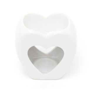 White Heart Shaped Ceramic Wax Melt Burner Fragrance Oil Burner | Essential Oil Diffuser Tealight Candle Holder | Aroma Lamp Candle Diffuser