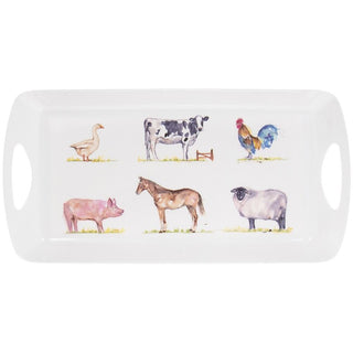 40cm Country Life The Farmyard Carry Tray | Animal Design Rectangle Tray Serving Tray | Melamine Country Kitchen Tea Coffee Tray