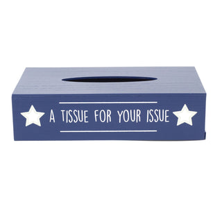 Men's Dads Blue Wooden Tissue Box Holder | Mans Tissue Box Cover Tissue Dispenser Box | Rectangle Novelty Tissue Box Father Day Gifts - A Tissue For Your Issue