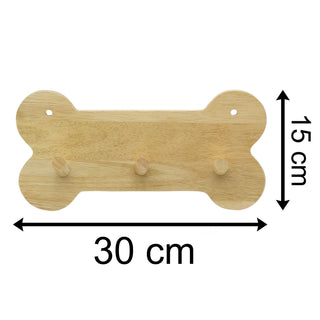 Hevea Wood Dog Bone Wall Hooks | 3 Peg Puppy Pet Dog Leash Wooden Wall Hooks | Decorative Wall Hooks Dog Lead Storage