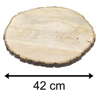 42cm Wooden Tree Trunk Cake Stand | Large Wedding Birthday Cake Round Display Board | Serving Platter Table Centerpiece