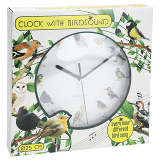 Birdsong Wall Clock with 12 Bird Designs and Hourly Chirps | Bird Clock - 25cm