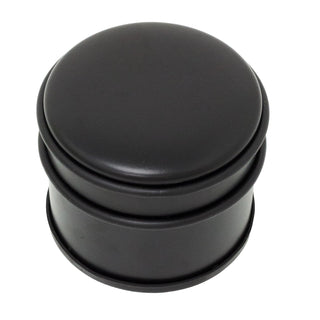 Chunky Round Black Doorstop | Stainless Steel Rubber Door Stop with Bumper - 9cm
