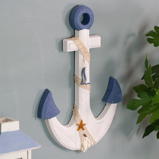 Nautical Wooden Wall Mounted Anchor | Rustic Anchor Ornament Hanging Decoration