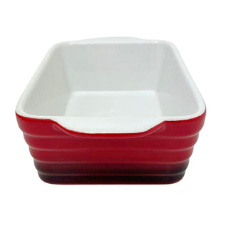 Small Red Ombre Stoneware Baking Dish, 18x12x6cm Casserole Dish - 610ml