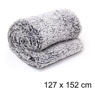 Grey Textured Teddy Snug Throw Blanket | Super Soft Luxury Winter Fleece Plaid Throw Blanket | Snug Fluffy Throw Plush Bed Blanket 127 x 152cm