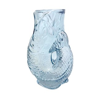 Blue Glass Fish Jug, 20cm Coloured Glass Pitcher Vase Nautical Fish Ornament