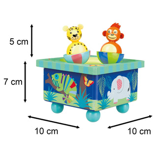 Jungle Animals Wooden Music Box Wind-Up Bedtime Lullaby Musical Box for Children
