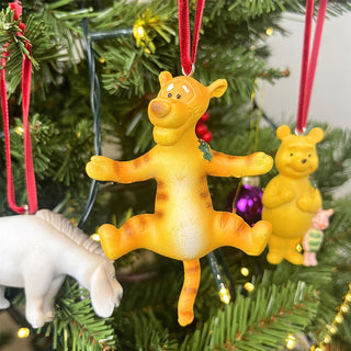 Set Of 4 Winnie The Pooh Christmas Tree Decorations, Resin Gisela Graham