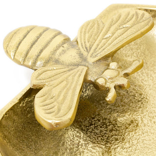 Gold Tone Honeycomb Bee Tray Display Tray Candle Tray | Aluminium Beehive Trinket Tray Jewellery Dish | Gold Metal Hexagon Bee Dish Key Bowl