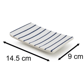 Harbour Stripe Ceramic Soap Dish | Nautical Bathroom Soap Bar Storage Holder