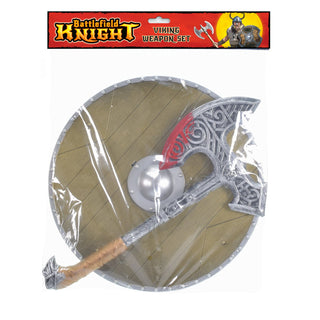 Kids Viking Shield And Weapon Set | Medieval Warrior Fancy Dress Costume | Children's Viking Accessories - Axe