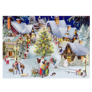 Deluxe Christmas Jigsaw Puzzle 1000 Pieces | Village On The Hill Christmas Puzzle | Jigsaw Puzzles For Adults
