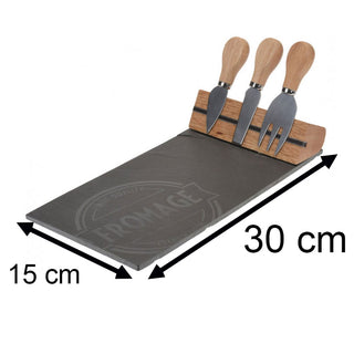 Beautiful Slate Cheese Board With Knives Set | Cheese Platter Knife Set Slate Serving Platter Set | Charcuterie Platter and Serving Meat Board | 30x15cm