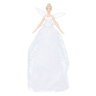 Christmas Tree Fairy Topper, Gisela Graham White Glitter Resin 28cm