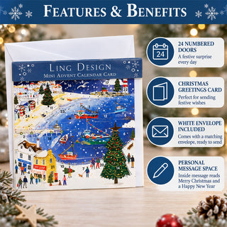 Christmas by the Sea Advent Calendar Greetings Card, 24 Door Seaside Advent
