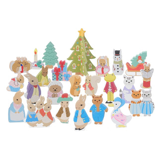Children's Wooden Peter Rabbit Christmas Advent Calendar | Wood Advent Calendar Advent Calendar For Kids | Peter Rabbit Playset Advent Calendar