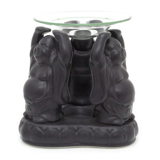 Stoneware Buddha Statue Essential Oil Fragrance Burner | Oil Burner Tealight Candle Holder | Wax Melt Aromatherapy Lamp - Colour Varies One Supplied