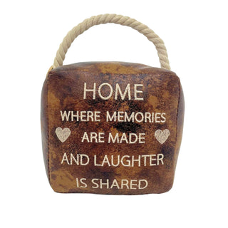 Home Where Memories are Made Faux Leather Doorstop with Rope Handle - 14cm