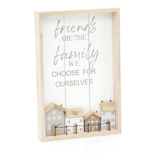 Shabby Chic Wooden House Design Friends And Family Plaque | Friends Family Quotes In Frames Wall Signs | Family Gifts Friend Gifts - Design Varies One Supplied