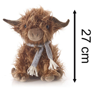 Fergus the Highland Cow Doorstop with Scarf | Novelty Fabric Animal Door Stop