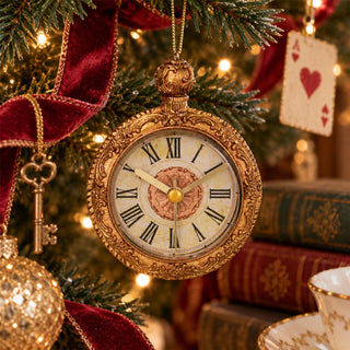 Gold Ornate Pocket Watch Hanging Gisela Graham Christmas Tree Decoration 9cm