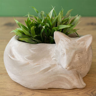 Forest Animal Stone Planter | Garden Plant Pot Animal Ornament Statue - Fox