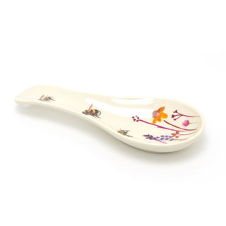 23cm Busy Bee Floral Spoon Holder | Melamine Floral Kitchen Utensil Rest | Bumble Bee Cooking Ladle Spatula Holder