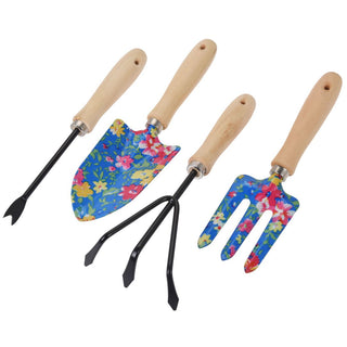 4 Piece Floral Print Gardening Tool Set | Garden Hand Tools Garden Accessories | Outdoor Garden Set Colour Varies - One Supplied