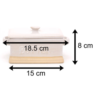 Traditional Stoneware Butter Dish With Lid | Butter Holder Kitchen Storage | Retro Butter Serving Plate And Cover