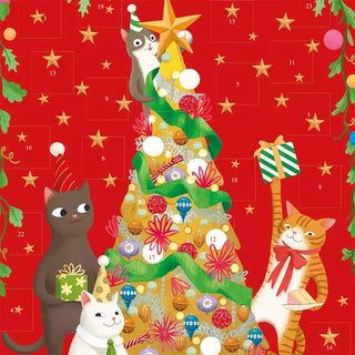 Miaow Factor Christmas Advent Calendar, 42cm Cat Advent Calendar with Gold Foil