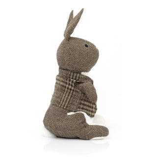 Herringbone Rabbit Door Stop Novelty Fabric Animal Doorstop Hare Door Stopper - Brown