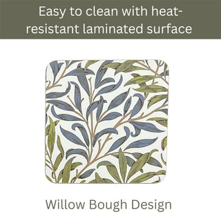 Set of 4 William Morris Willow Bough Coasters, Drinks Coasters - 10.5cm