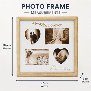Wooden 4 Aperture Wedding Photo Frame, Wall Hanging Four Photo Display