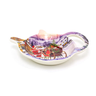 Christmas Teapot Shaped Tea Bag Dish | Santa Tea Bag Tidy Spoon Rest Teabag Dish