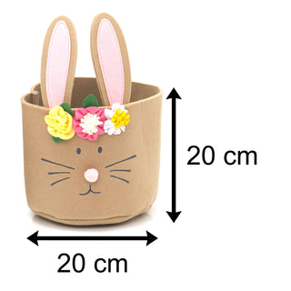 Set Of 2 Cute Bunny Ear Storage Baskets Hampers | 2 Piece Bunny Rabbit Felt Bucket | Rabbit Organiser Bin For Nursery Easter Gift Baskets