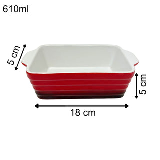 Small Red Ombre Stoneware Baking Dish, 18x12x6cm Casserole Dish - 610ml