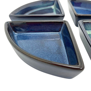 Sectioned Ceramic Snack Platter Set with Round Acacia Serving Tray - 21.5cm