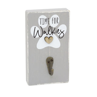 Time For Walkies Dog Lead Wall Hook | Wooden Puppy Pet Dog Leash Holder Block | Decorative Wall Hook Dog Lead Storage