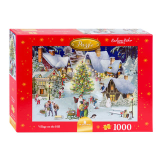 Deluxe Christmas Jigsaw Puzzle 1000 Pieces | Village On The Hill Christmas Puzzle | Jigsaw Puzzles For Adults