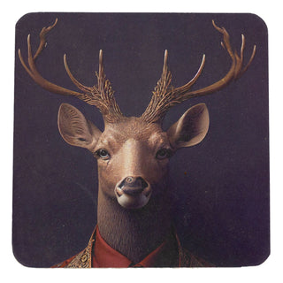 Set of 6 Forest Animal Head Coasters | Animal Cork Backed Coaster Set - 10cm