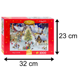 Deluxe Christmas Jigsaw Puzzle 1000 Pieces | Village On The Hill Christmas Puzzle | Jigsaw Puzzles For Adults