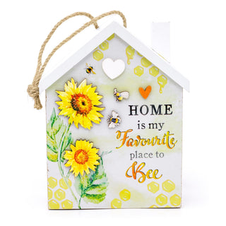 Wooden House Shaped Door Stop | Bee and Sunflower Door Stop Home Door Stopper