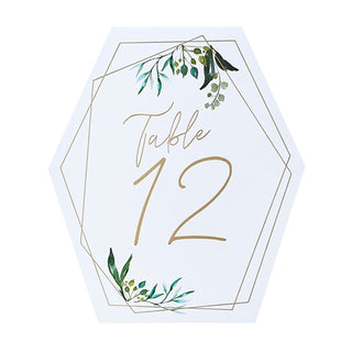 1-12 Botanical Table Number Sign Cards | Pack Of 12 Gold Wedding Table Numbers | Wedding Table Decoration