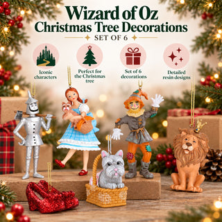 Wizard of Oz Christmas Baubles, Set of 6 Gisela Graham Resin Tree Decorations