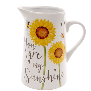 Sunflower Ceramic Water Jug Pitcher ~ Decorative Flower Vase - You Are My Sunshine