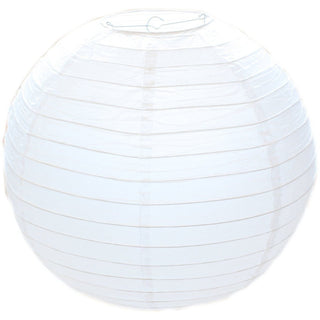 50Cm White Paper Lampshade - Classic Bamboo Style Ribbed Paper Lantern Lamp Shade