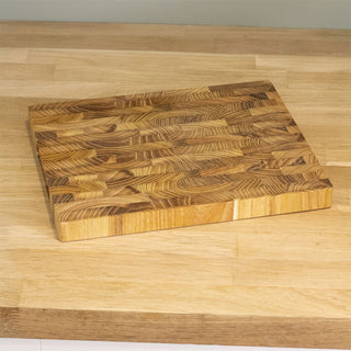 Teak End Grain Chopping Board | Endgrain Butcher Block Rectangular Cutting Board 30x24cm