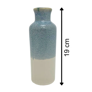 Reactive Glaze Ceramic Faux Flower Vase, Ombre Blue Decorative Vase - 19cm